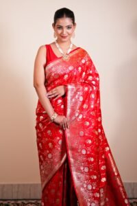 Vermilion Bloom Banarasi Silk Saree