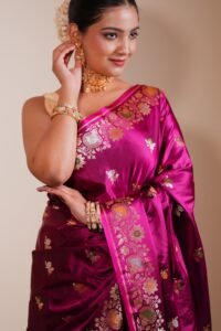 Magenta Bloom Banarasi Silk Saree